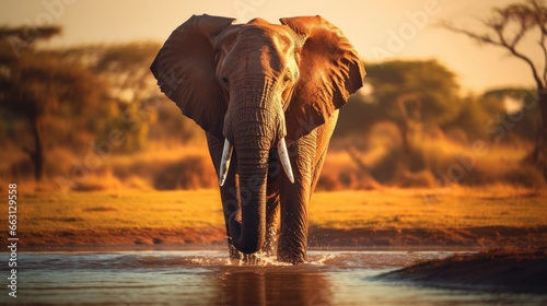 An elegant elephant in the heart of an African savannah © Lubos Chlubny