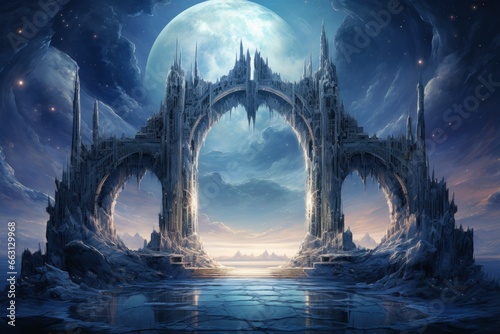 Mystical moonstone portals, bridging the gap between realms and dimensions - Generative AI
