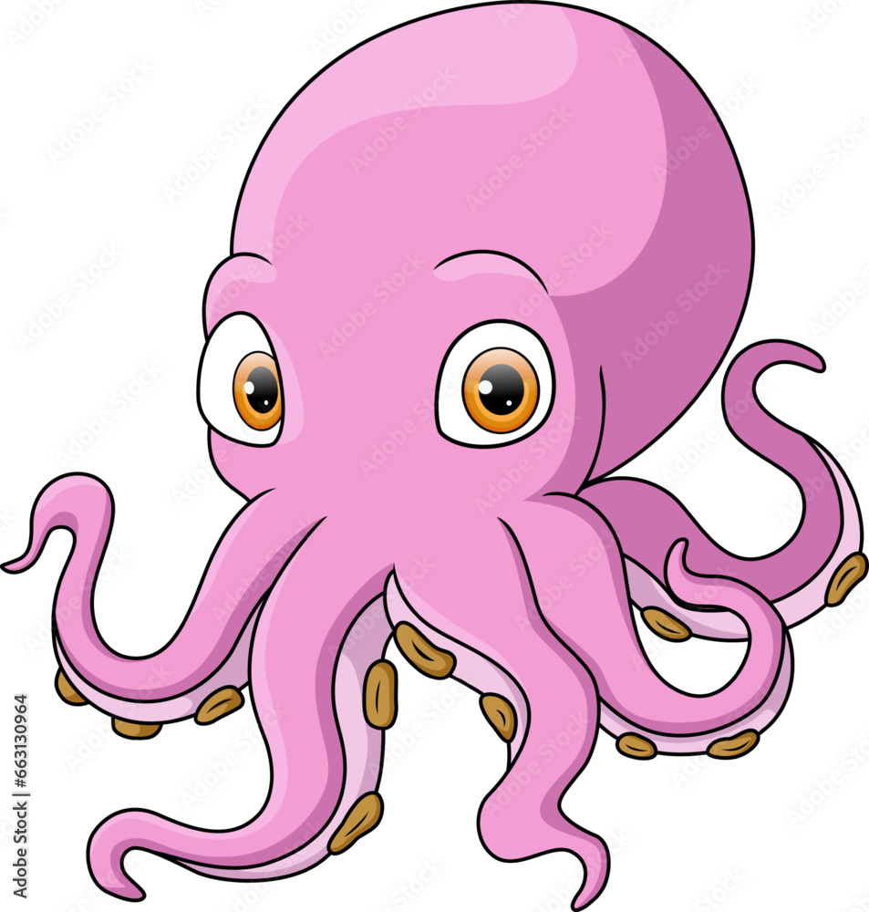 Obraz premium Cute octopus on white background