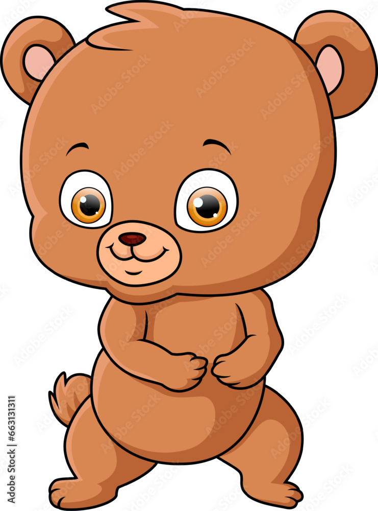 Obraz premium Cute little bear cartoon on white background