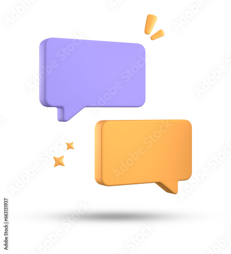 3d rendering of speech bubble, 3D pastel chat icon set. Set of 3d speak bubble.