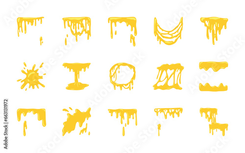 Set of cheese melt element vector illustration