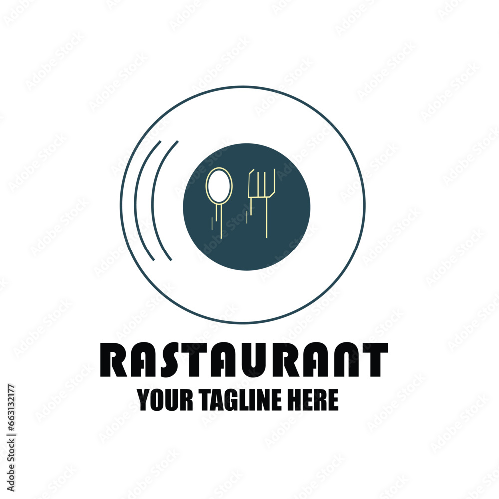 modern Restaurant logo with spoon and fork icon, concept of lines modern Restaurant logo with spoon and fork icon, concept of lines