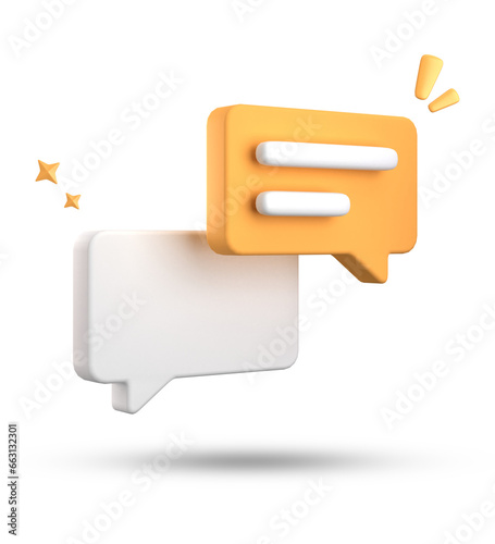 3d rendering of speech bubble, 3D pastel chat icon set. Set of 3d speak bubble.
