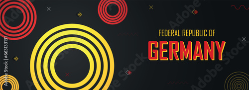 Germany nation banner abstract background  flag colors combination  suitable for national celebrations and festivals  red  black and yellow color geometric design  circle shapes