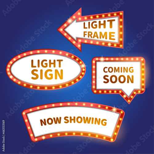 Vector light sign collection  title  banner  signboard  sale