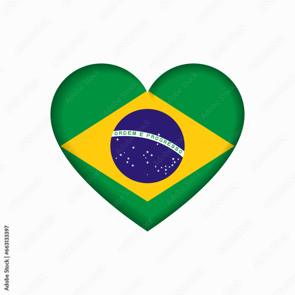 Brazilian flag heart-shaped sign. Vector illustration.