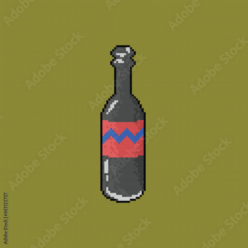 black glass bottle pixel art design, graphic resource, assets, Illustration
