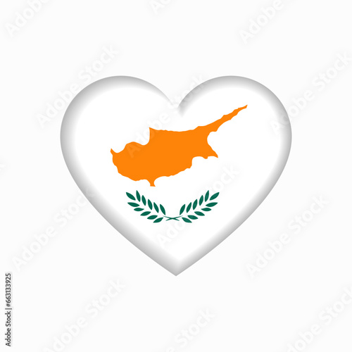 Cypriot flag heart-shaped sign. Vector illustration.
