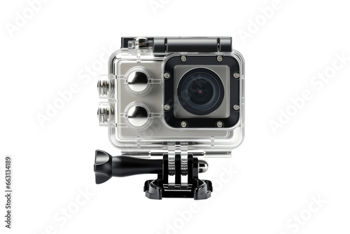 Detailed 4K Action Camera Isolated on Transparent Background