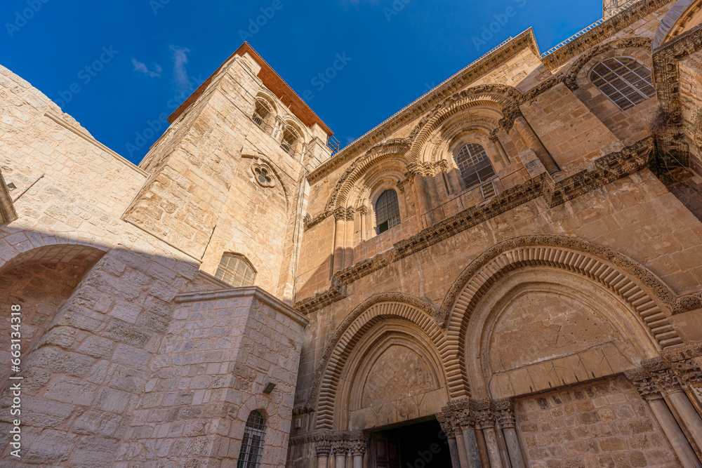 Entrance to the Church of the Holy Sepulchre in the Christian Quarter of the Old City of Jerusalem