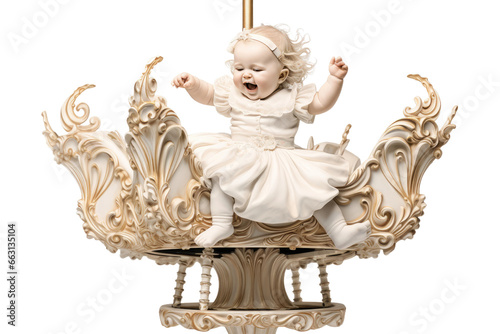 Children's Fun Carousel Ride Isolated on Transparent Background