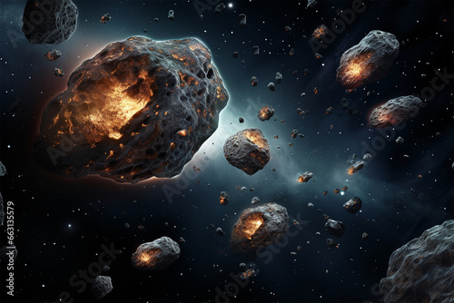 vector illustration of asteroid view in outer space