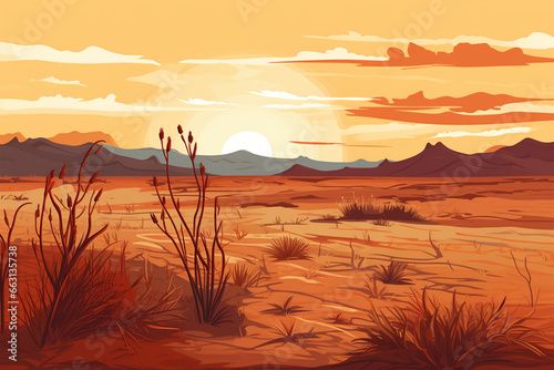 arid desert landscape vector illustration