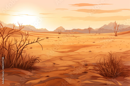 arid desert landscape vector illustration
