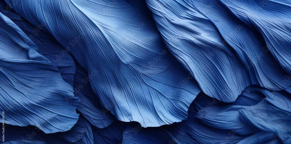 Obraz premium Textures of abstract blue leaves for tropical leaf background. Flat lay, blue nature concept, tropical leaf