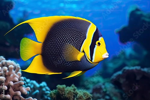 Beautiful angelfish in the ocean.