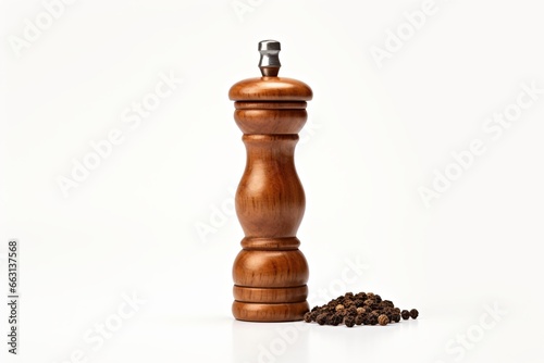 A wooden pepper or salt shaker