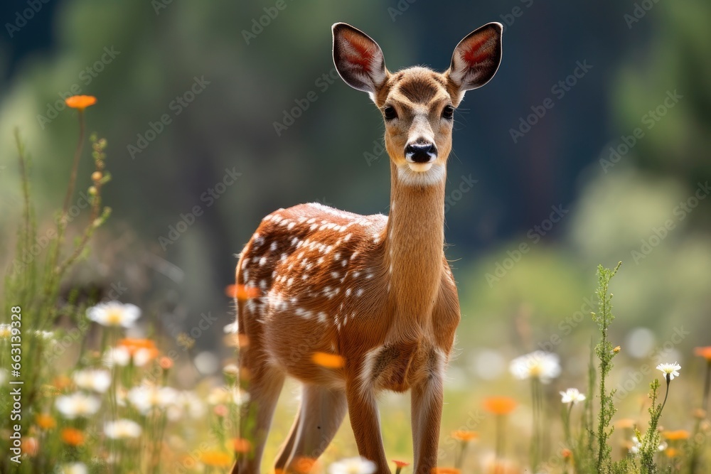 Female roe deer with beautiful flower. Female roe deer with beautiful flower.