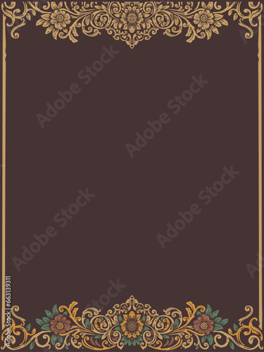 Beautiful illustration of a decorative ornament abstract gold floral frame with golden ornament for wedding and birthday