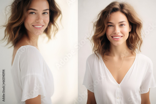 smiling beautiful woman posing during photoshoot