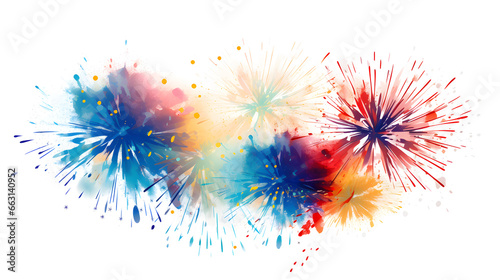 Colorful fireworks on a white background