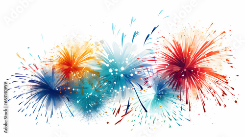 Colorful fireworks on a white background photo