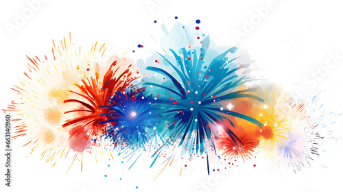 Colorful fireworks on a white background