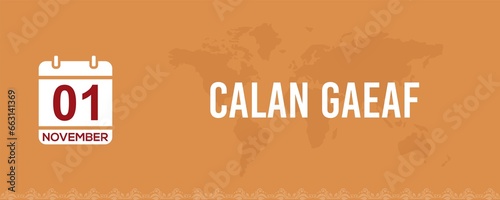 November 01 Calan Gaeaf text banner design for social media post photo