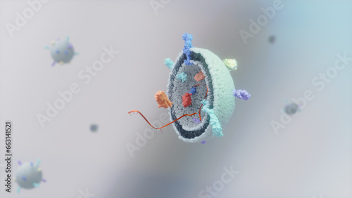 3D illustration of the small extracellular vesicles (exosomes, MVs) photo