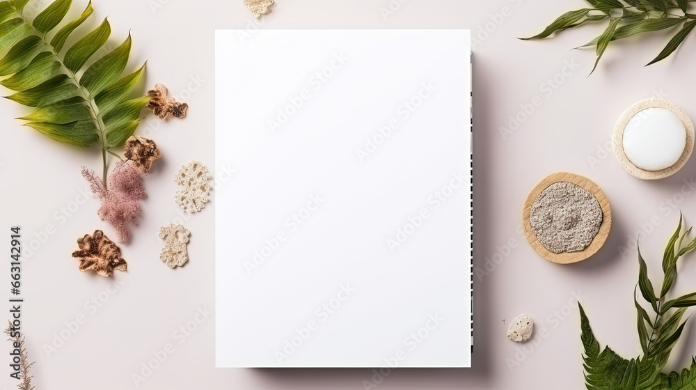 White card with a boho composition background White card with a boho composition background