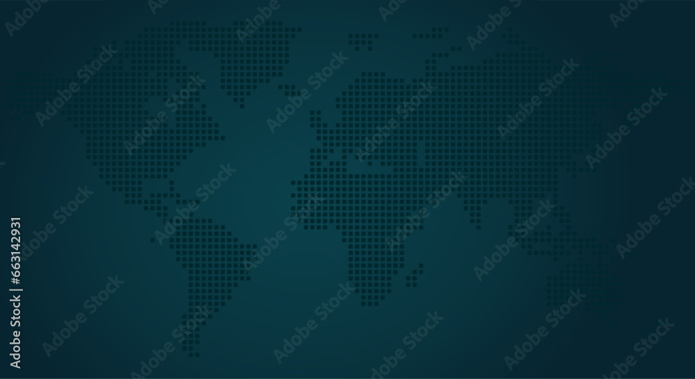 dark green abstract background vector, doted map