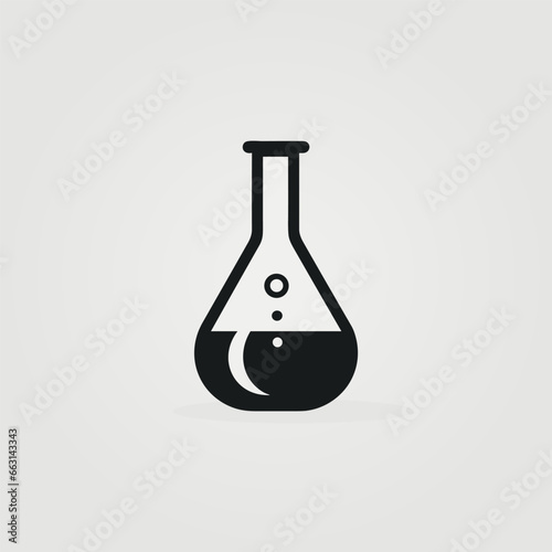 Health technology filled outline monochrome logo. Clinical trial. Lab beaker. Flask symbol. Design element. Created with artificial intelligence. Ai art for corporate branding, diagnostic laboratory