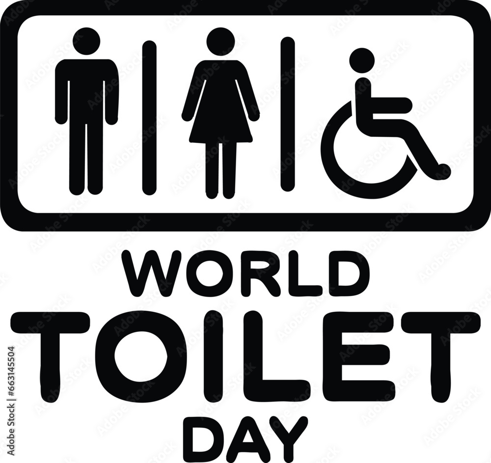 World toilet day template with male, female and disable person toilet