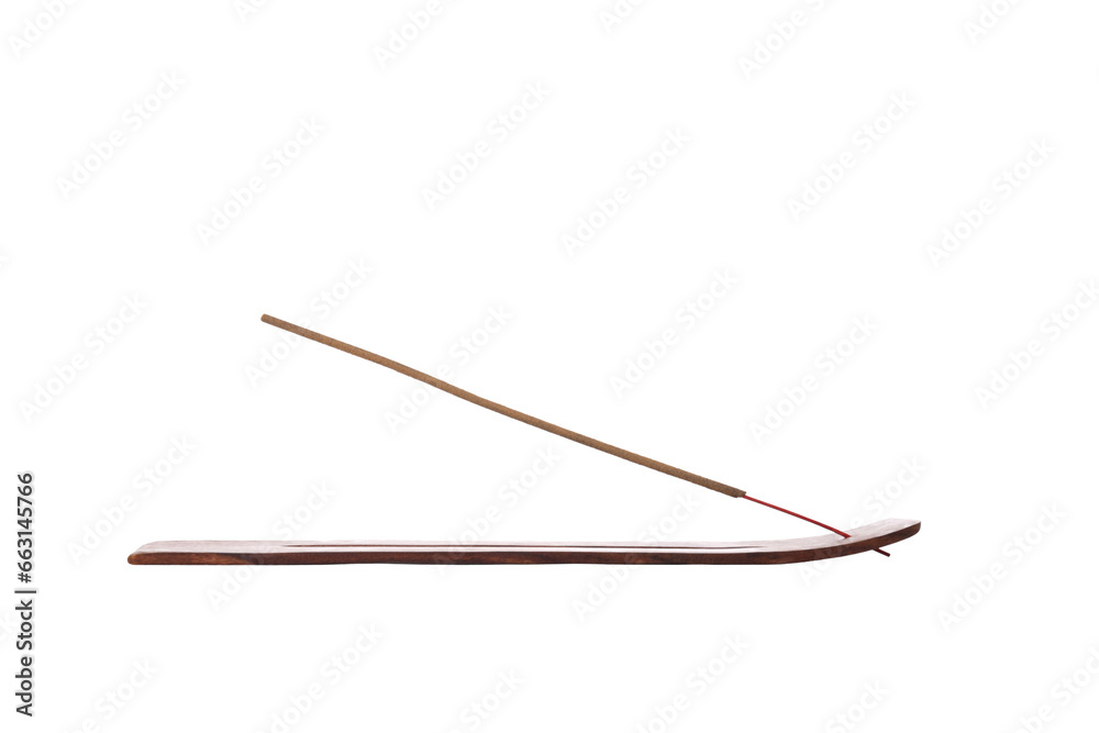 PNG, Incense stick in wooden stand, isolated on white background PNG, Incense stick in wooden stand, isolated on white background