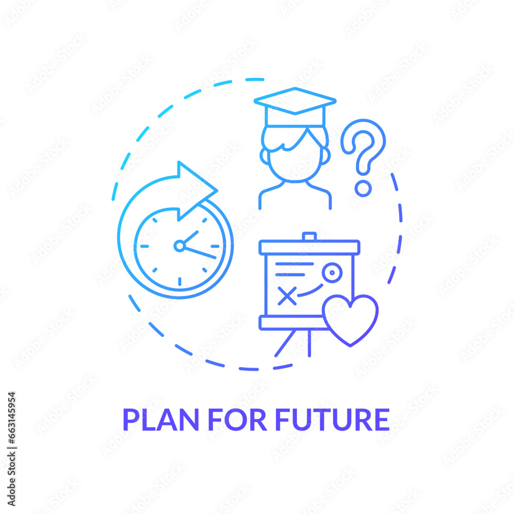 2D gradient icon plan for future concept, isolated vector, illustration representing parenting children with health issues. 2D gradient icon plan for future concept, isolated vector, illustration representing parenting children with health issues.