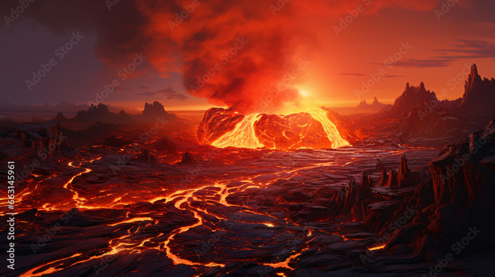 Lava erupting crater