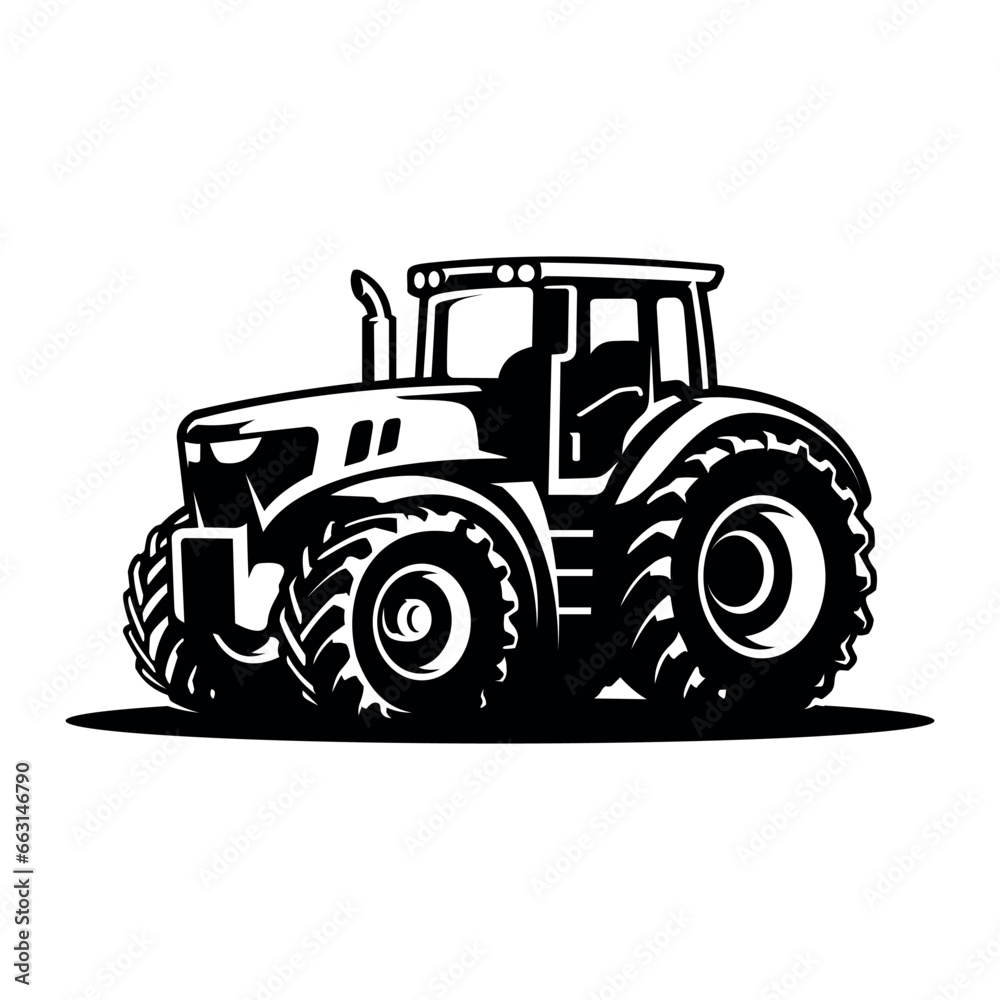 Silhouette of tractor vector