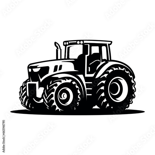 Silhouette of tractor vector