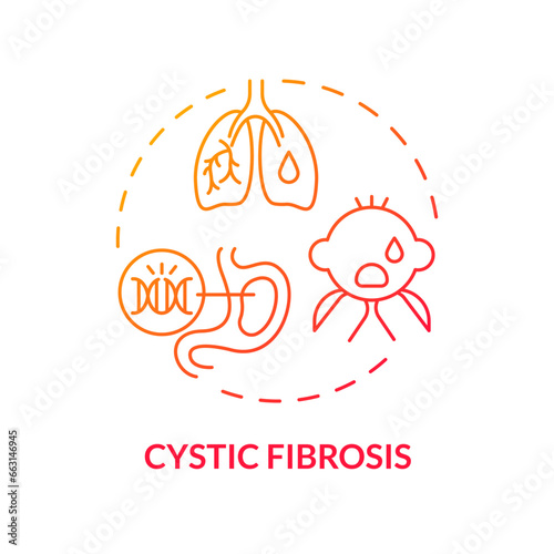 2D gradient icon cystic fibrosis concept, isolated vector, illustration representing parenting children with health issues.