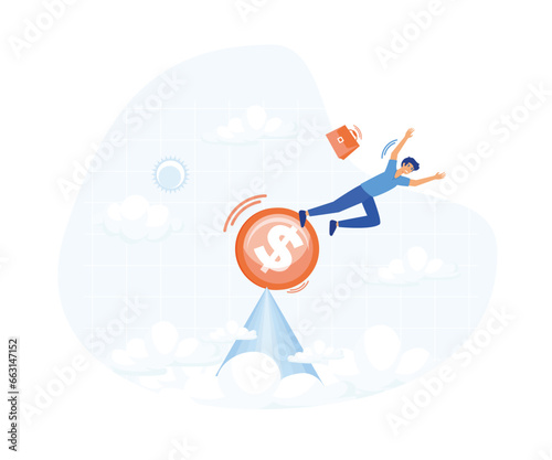 Businessmen suffer due to financial instability, Financial instability, uncertainty or unstable investment market. flat vector modern illustration