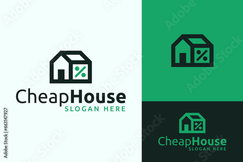 Creative Simple House Home with Discount Icon Special Price Cheap Promotion Logo Design Branding Template