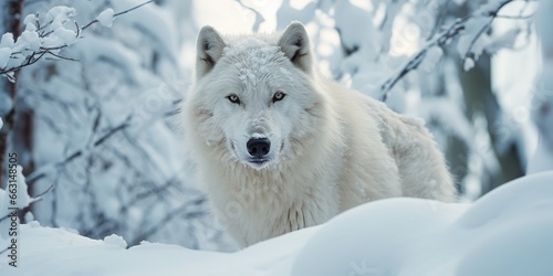 a image snow wolf waling snowstorm, AI Generative