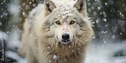 a image snow wolf waling snowstorm, AI Generative © Horsi