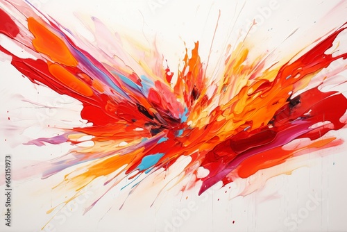 Fiery Energetic Burst in Vibrant Abstract Composition on white background.