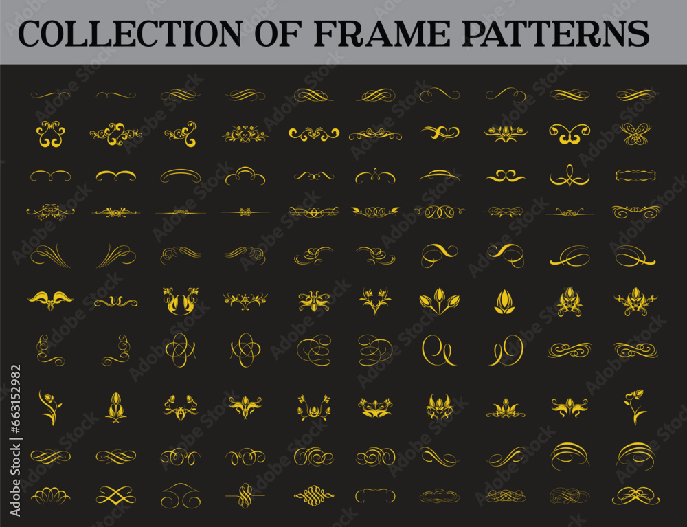 collection of gold frame pattern icon element collection of gold frame pattern icon element