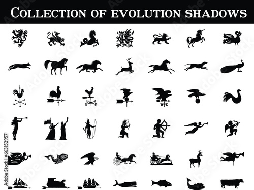 collection of evolution shadows icon element pattern © jaydeonjay