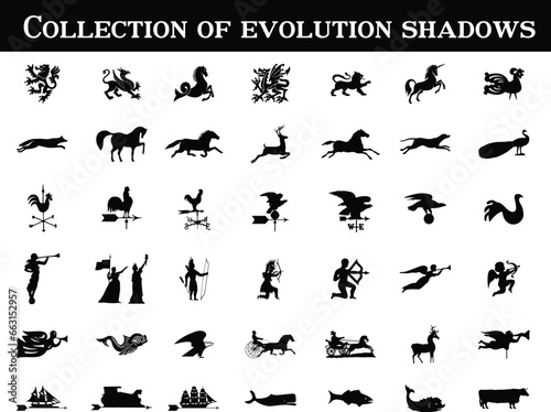 collection of evolution shadows icon element pattern