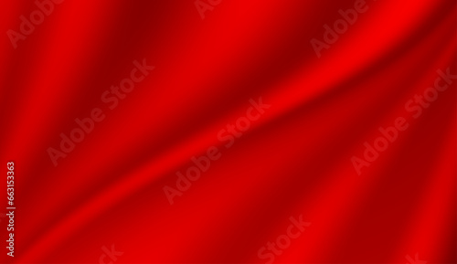 Abstract background, elegant red fabric or liquid waves or folds of satin silk background. Red silk cloth.