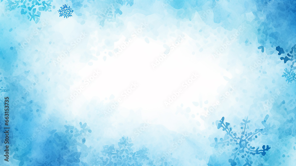 watercolor blue and white gradient, abstract winter background, light cold copy space design blank greeting form